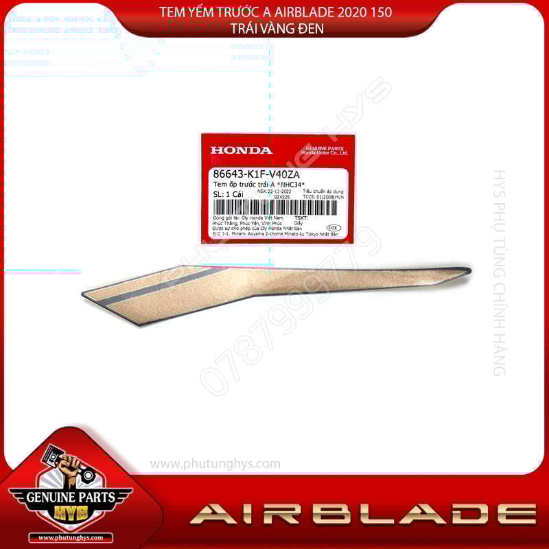 TEM YẾM TRƯỚC A AIRBLADE 2020 150 TRÁI VÀNG ĐEN
