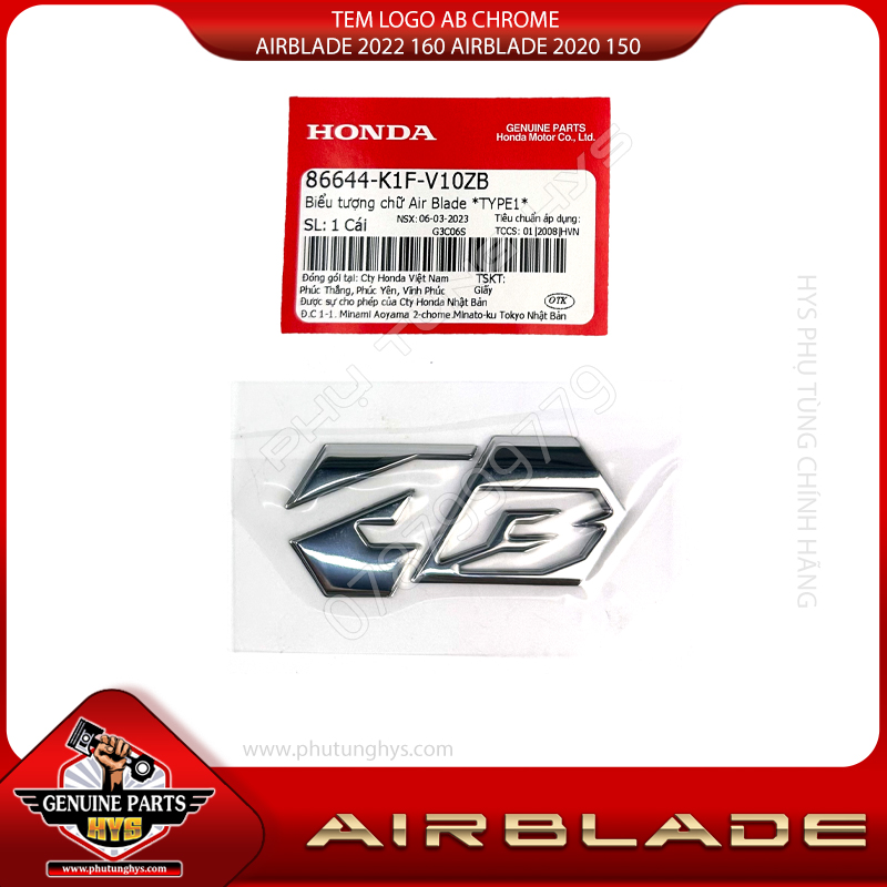 TEM LOGO AB CHROME AIRBLADE 2022 160 AIRBLADE 2020 150