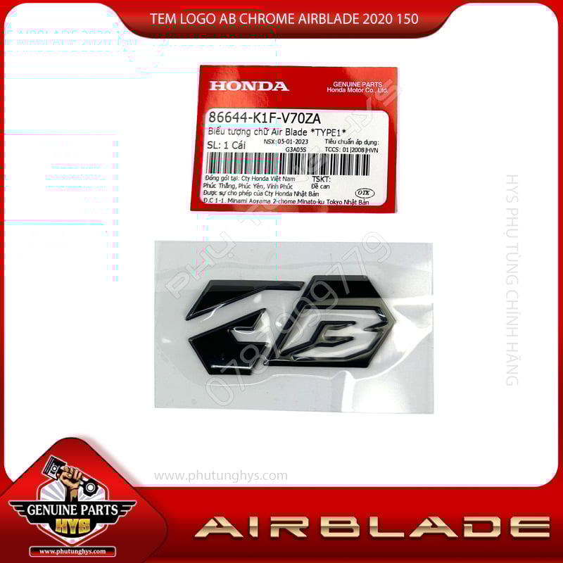 TEM LOGO AB CHROME AIRBLADE 2020 150