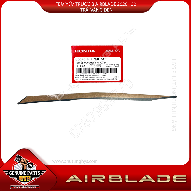 TEM YẾM TRƯỚC B AIRBLADE 2020 150 TRÁI VÀNG ĐEN