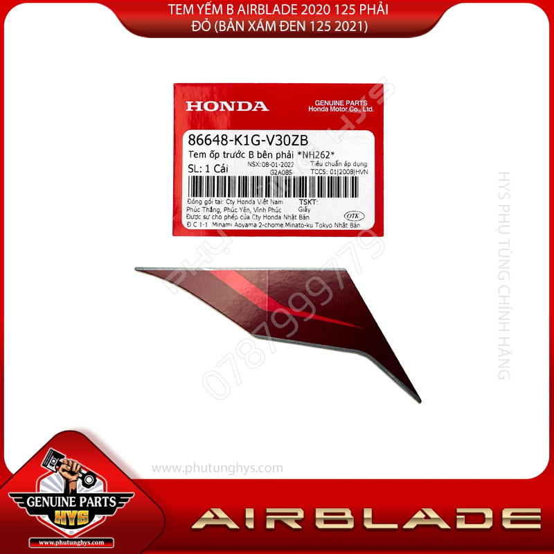 TEM YẾM B AIRBLADE 2020 125 PHẢI ĐỎ (BẢN XÁM ĐEN 125 2021)