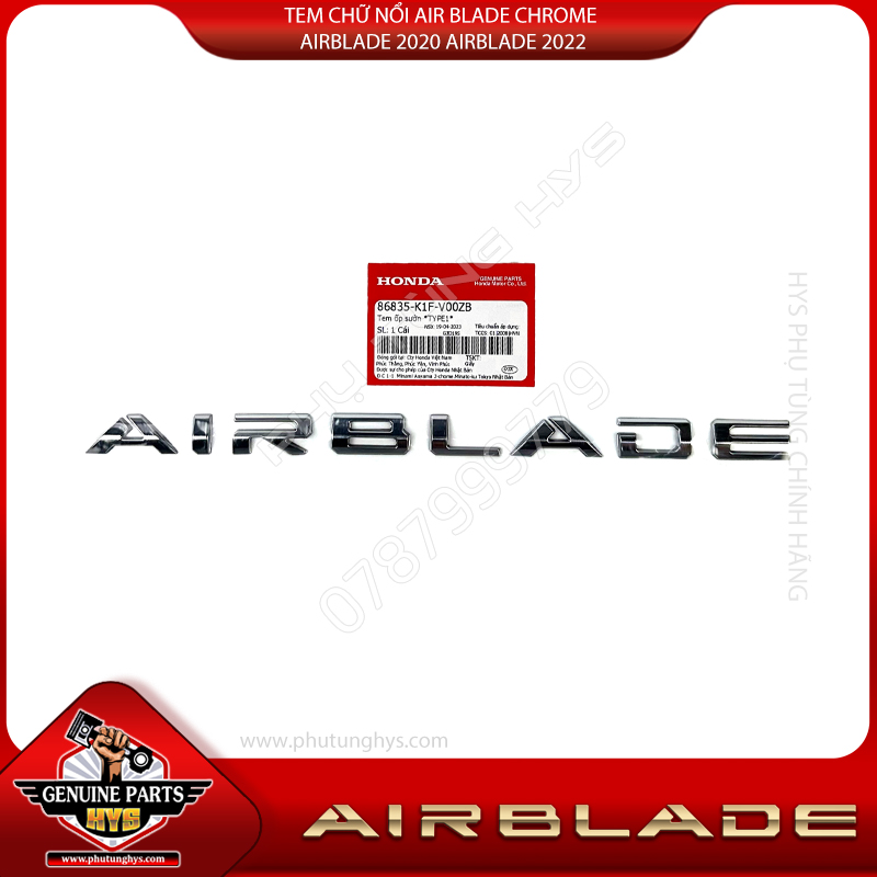 TEM CHỮ NỔI AIR BLADE CHROME AIRBLADE 2020 AIRBLADE 2022