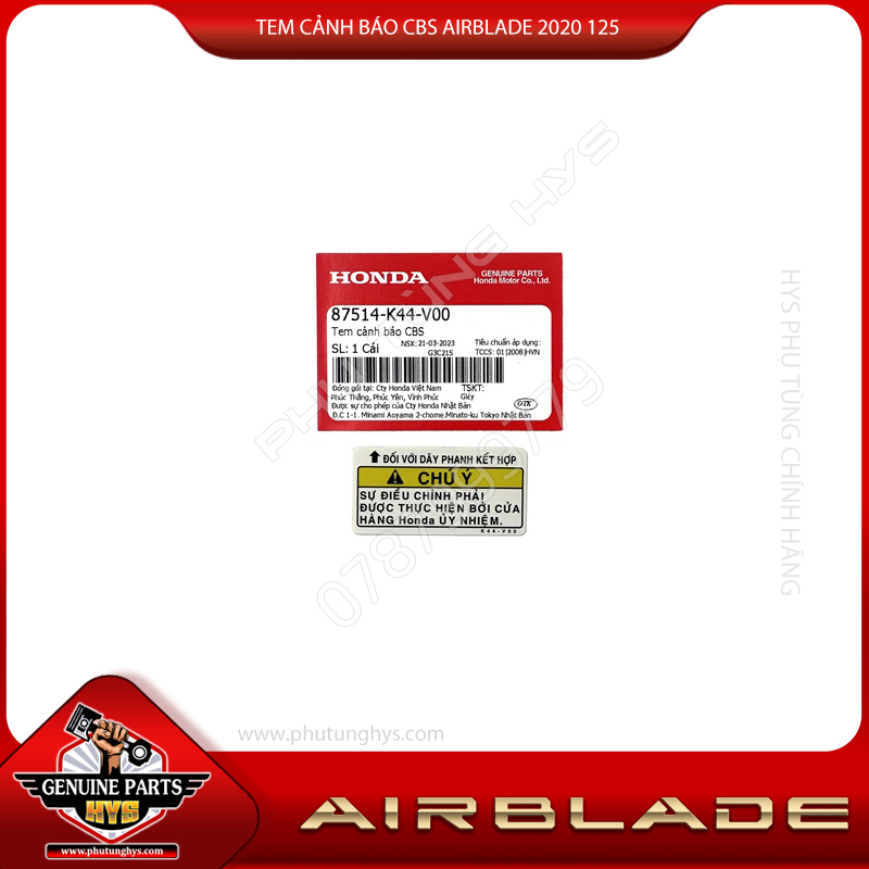 TEM CẢNH BÁO CBS AIRBLADE 2020 125