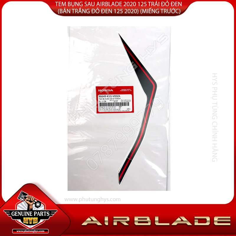 TEM BỤNG SAU AIRBLADE 2020 125 TRÁI ĐỎ ĐEN (BẢN TRẮNG ĐỎ ĐEN 125 2020) (MIẾNG TRƯỚC)