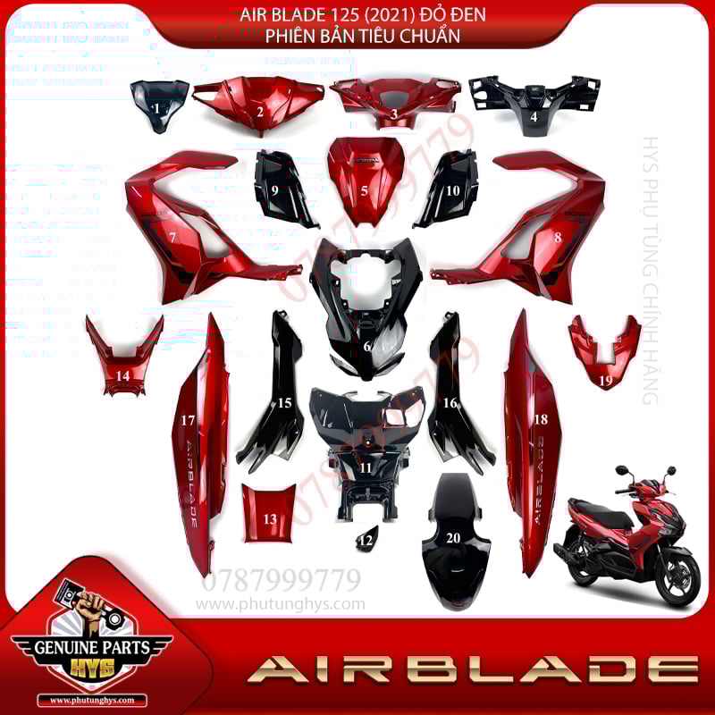 DÀN ÁO AB AIRBLADE 125 (2020) ĐỎ ĐEN PHIÊN BẢN TIÊU CHUẨN