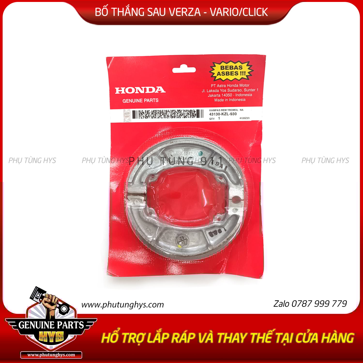 BỐ THẮNG SAU VERZA CB150 - VARIO/CLICK (125/150/160)