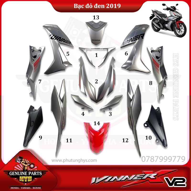 DÀN ÁO WINNER X V2 BẠC ĐỎ ĐEN 2019
