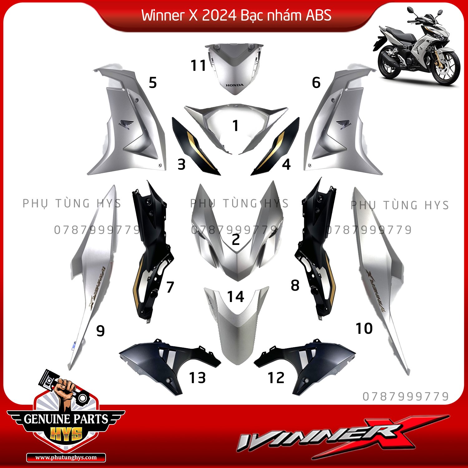 DÀN ÁO WINNER X V4 14 MÓN BẠC NHÁM 2024 ABS