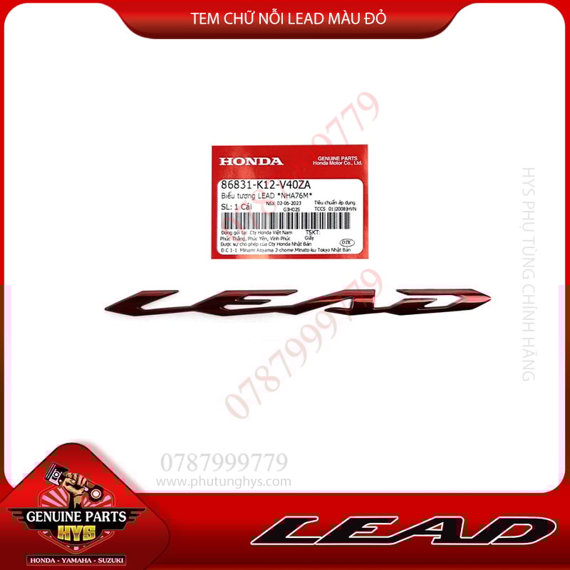 TEM CHỮ NỔI LEAD 125 ĐỎ