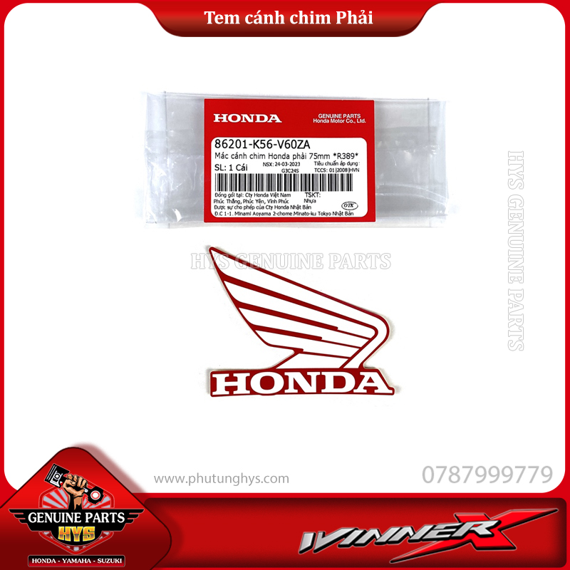 TEM HONDA CÁNH CHIM YẾM TRƯỚC WINNER X V2 PHẢI (BẢN ĐỎ XANH TRẮNG ĐEN HRC 2020 ABS)