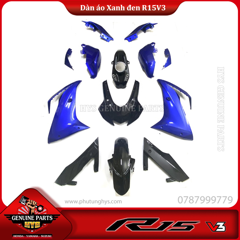 BỘ DÀN ÁO R15 V3 XANH GP 13 MÓN