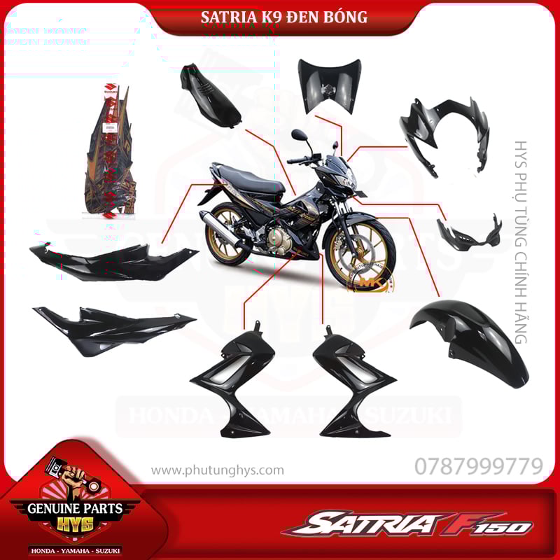 DÀN ÁO SATRIA K9 ĐEN BÓNG