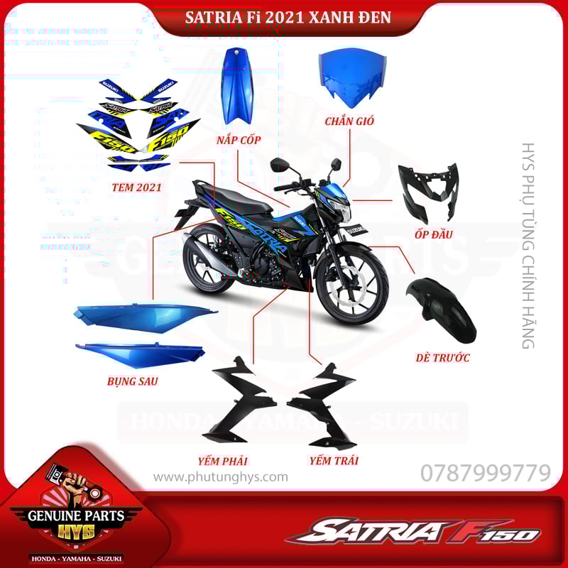 DÀN ÁO SATRIA FI XANH ĐEN 2021