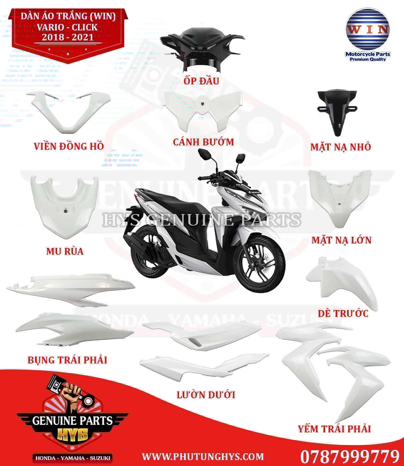 DÀN ÁO VARIO 2018 TRẮNG (WIN)