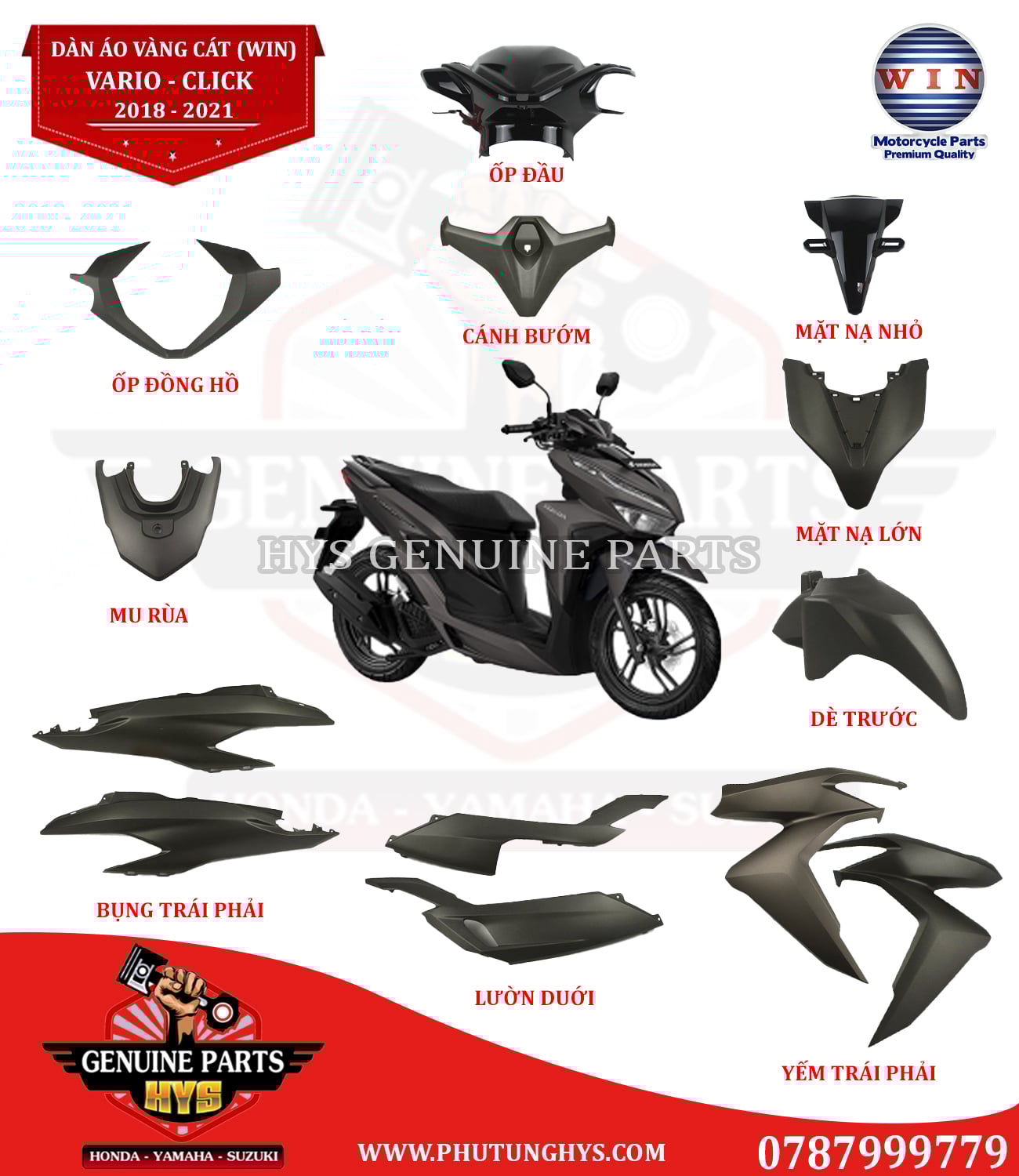 DÀN ÁO VARIO 2018 VÀNG CÁT (WIN)