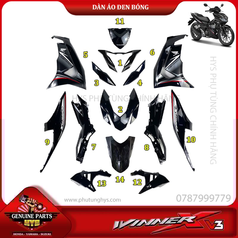 DÀN ÁO WINNER X V3 ĐEN