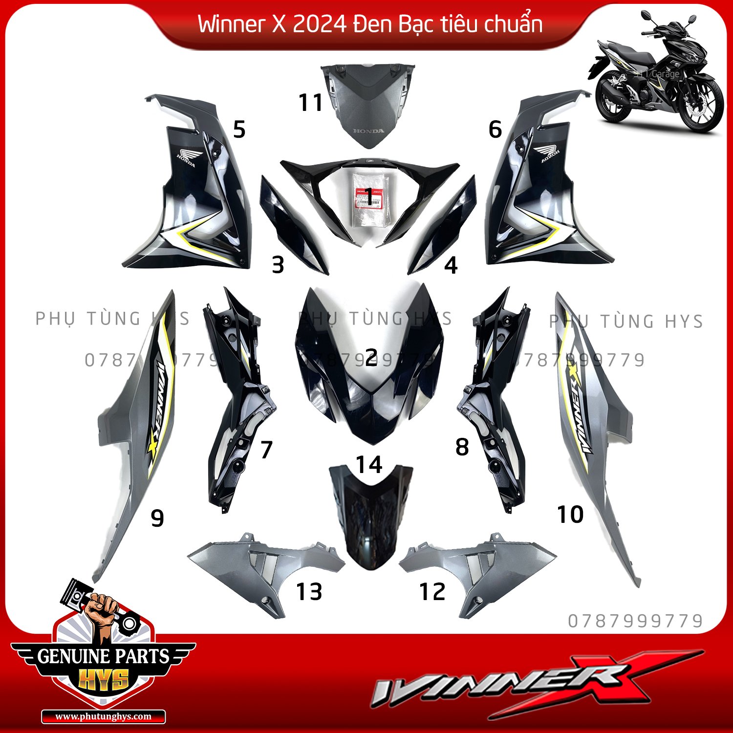 DÀN ÁO WINNER X V4 14 MÓN ĐEN BẠC 2024
