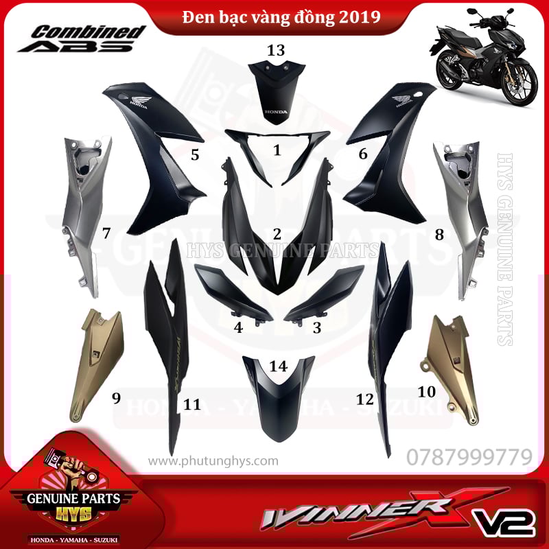 DÀN ÁO WINNER X V2 ĐEN BẠC VÀNG ĐỒNG