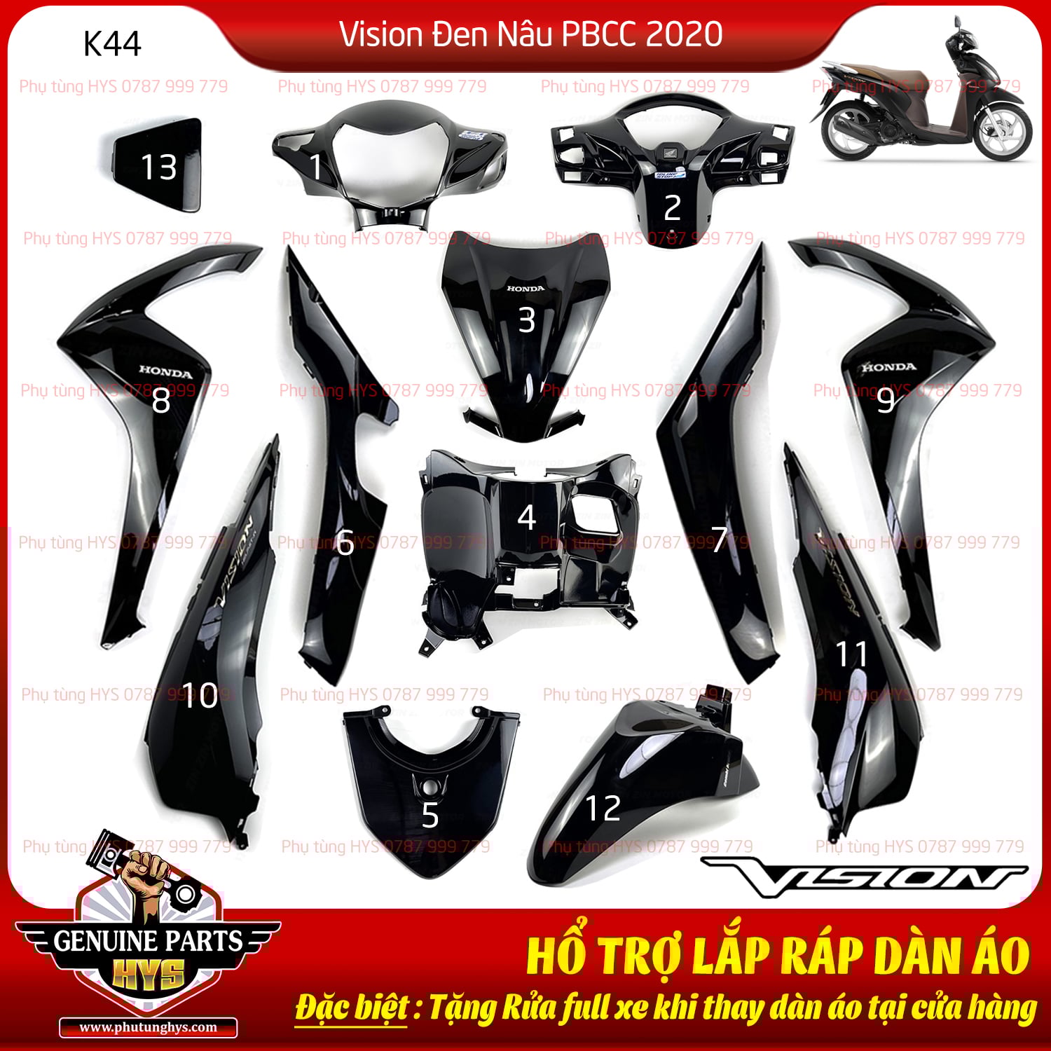 DÀN ÁO VISION K44 ĐEN NÂU 2020 PHIÊN BẢN CAO CẤP