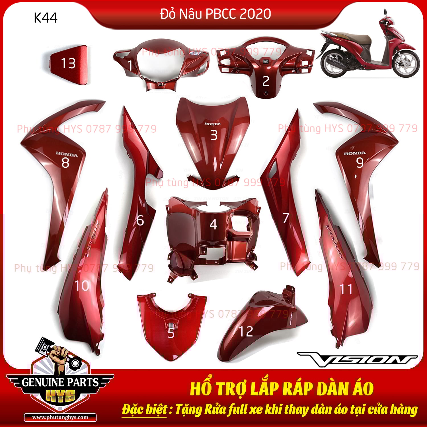 DÀN ÁO VISION K44 ĐỎ NÂU 2020 PHIÊN BẢN CAO CẤP