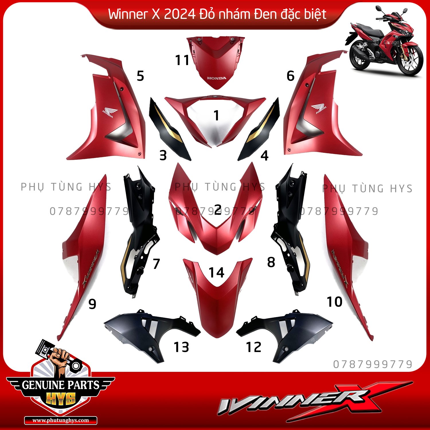 DÀN ÁO WINNER X V4 14 MÓN ĐỎ NHÁM 2024 ABS