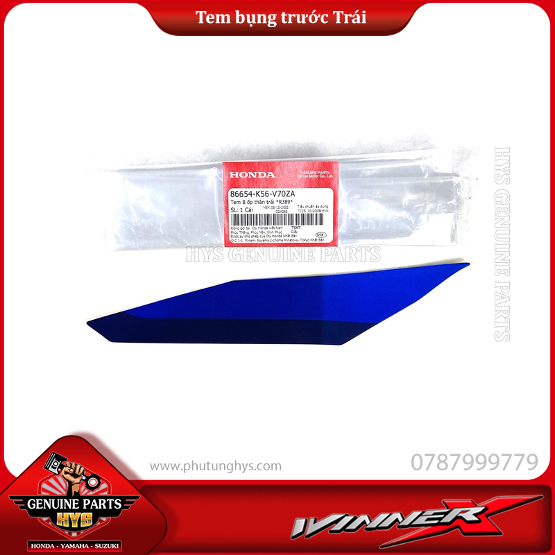 TEM BỤNG SAU PHÍA TRƯỚC WINNER X V2 TRÁI (BẢN ĐỎ XANH TRẮNG ĐEN HRC 2020 ABS)