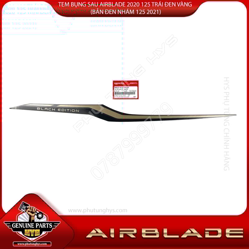 TEM BỤNG SAU AIRBLADE 2020 125 TRÁI ĐEN VÀNG (BẢN ĐEN NHÁM 125 2021)