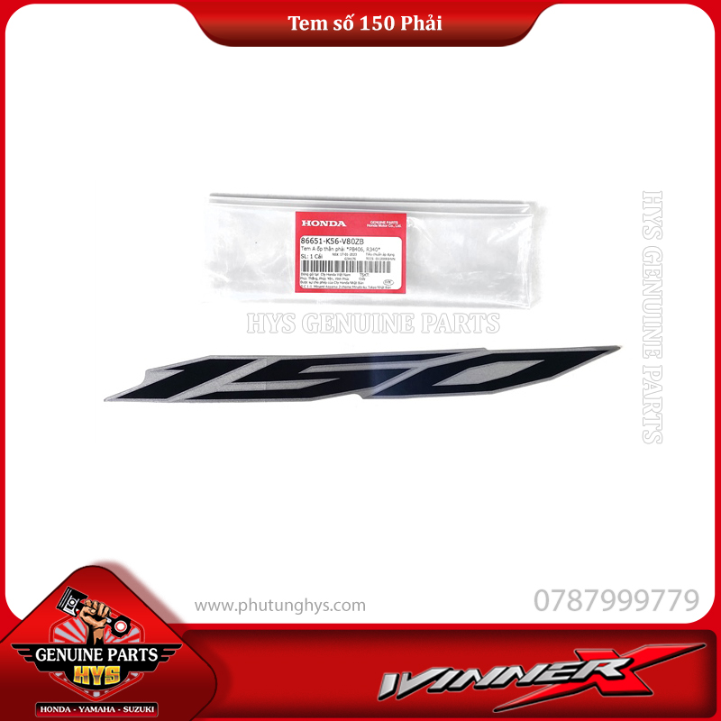 TEM SỐ 150 BỤNG SAU WINNER X V2 PHẢI (BẢN XANH BẠC ĐEN 2019 ABS) (BẢN ĐỎ BẠC ĐEN 2019 ABS)