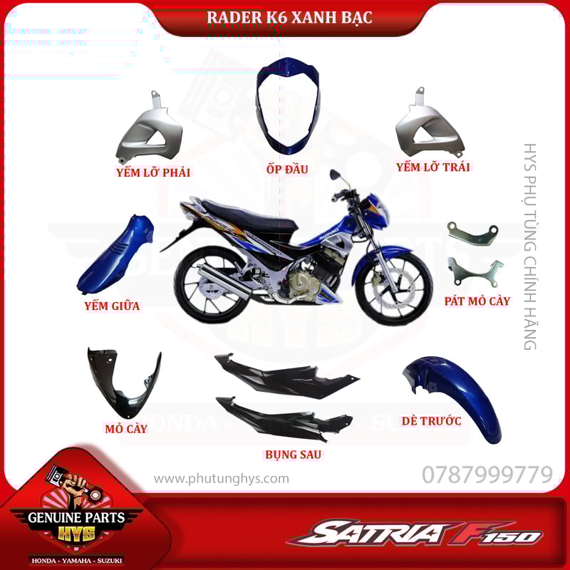 DÀN ÁO SATRIA - RAIDER K6 XANH DƯƠNG ĐEN