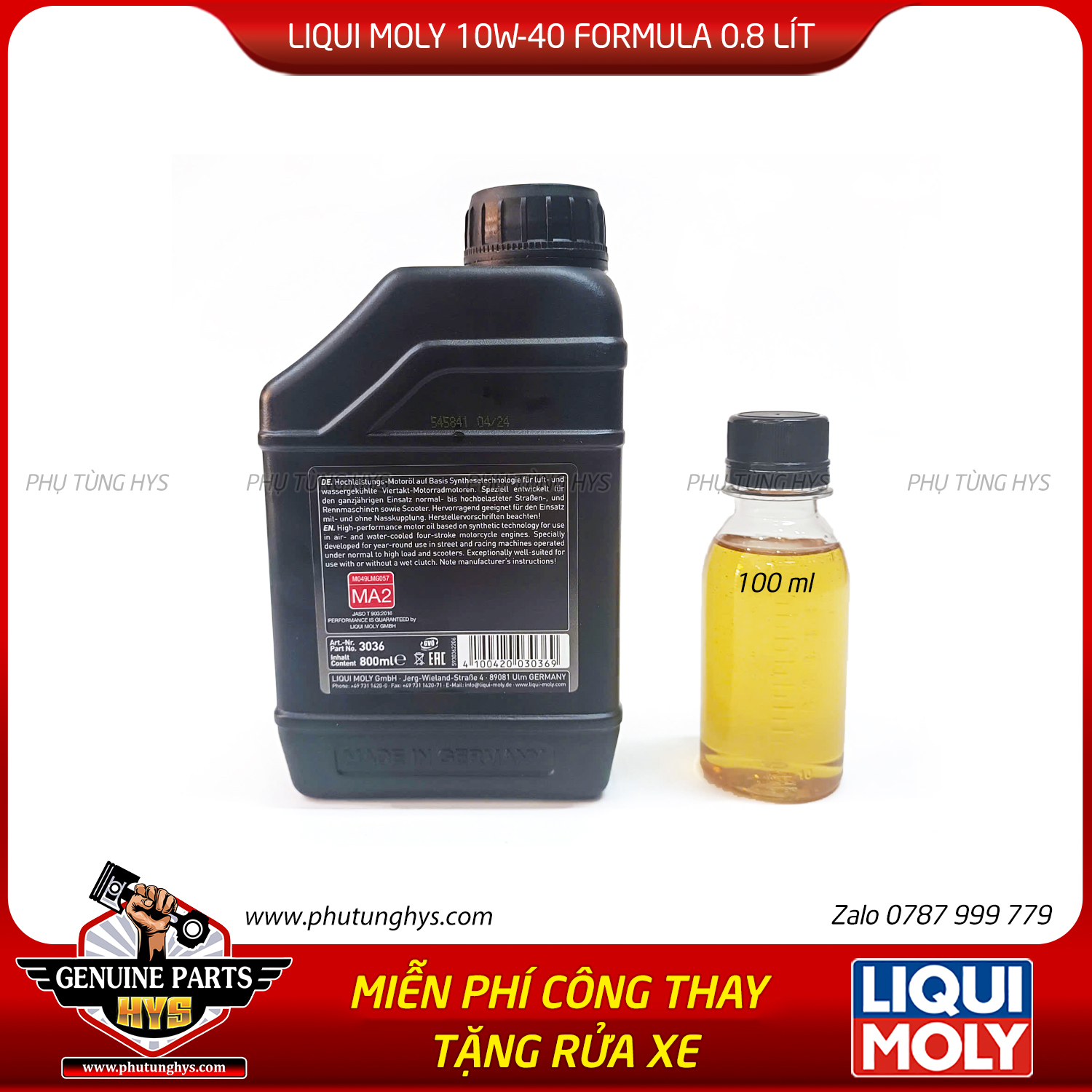 NHỚT LIQUI MOLY 10W40 FORMULA 0.8LÍT
