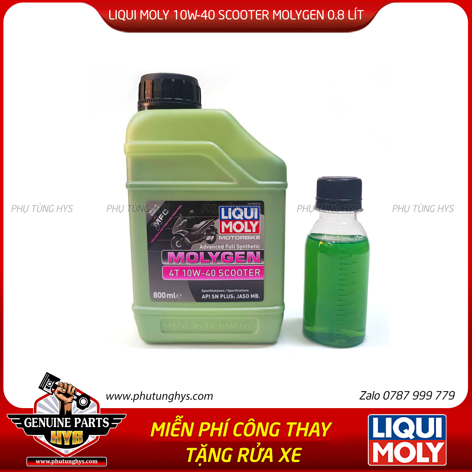 NHỚT LIQUI MOLY 10W40 MOLYGEN SCOOTER 800ML