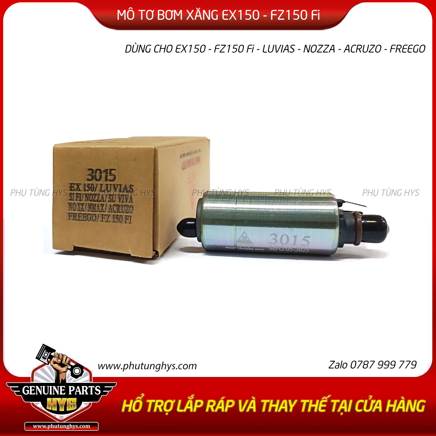 MÔ TƠ BƠM XĂNG SIRUS FI / EX150 2018-2020 / FZ150 FI / NVX155 2017-2020 / NOUVO SX 2013-2016 / NMAX 2015-2017 / ACRUZO 2016 - 2017 / NOZZA GRANDER 2015-2018 / FREEGO 2019-2020 / LUVIAS / VIVA115 FI
