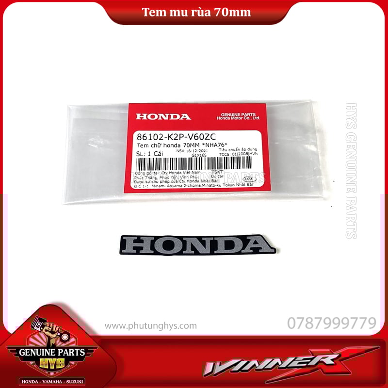 TEM HONDA MU RÙA WINNER X V2 70MM (BẢN XANH BẠC ĐEN 2019) (BẢN XANH ĐEN 2020)
