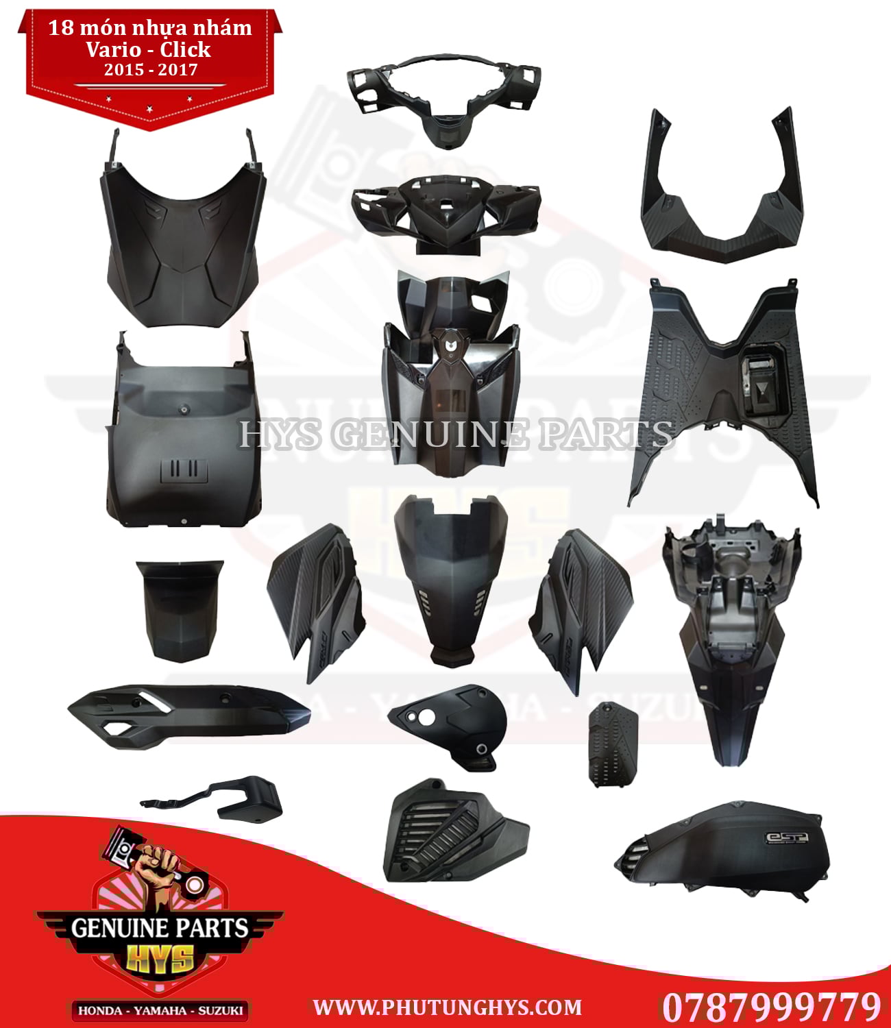 BỘ NHỰA NHÁM VARIO 2017 ( FULL 18 MÓN)