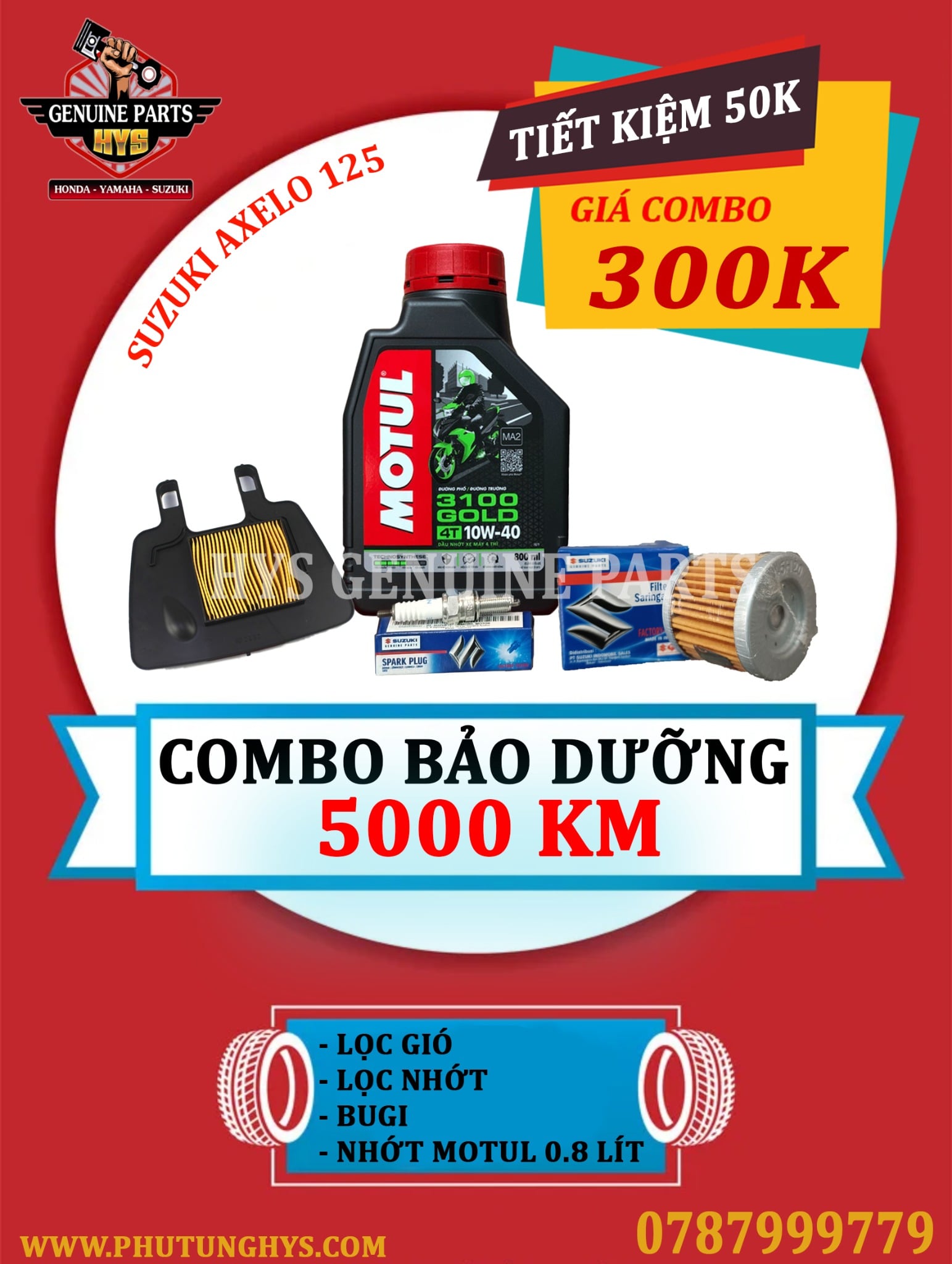 COMBO BẢO TRÌ BẢO DƯỠNG AXELO125