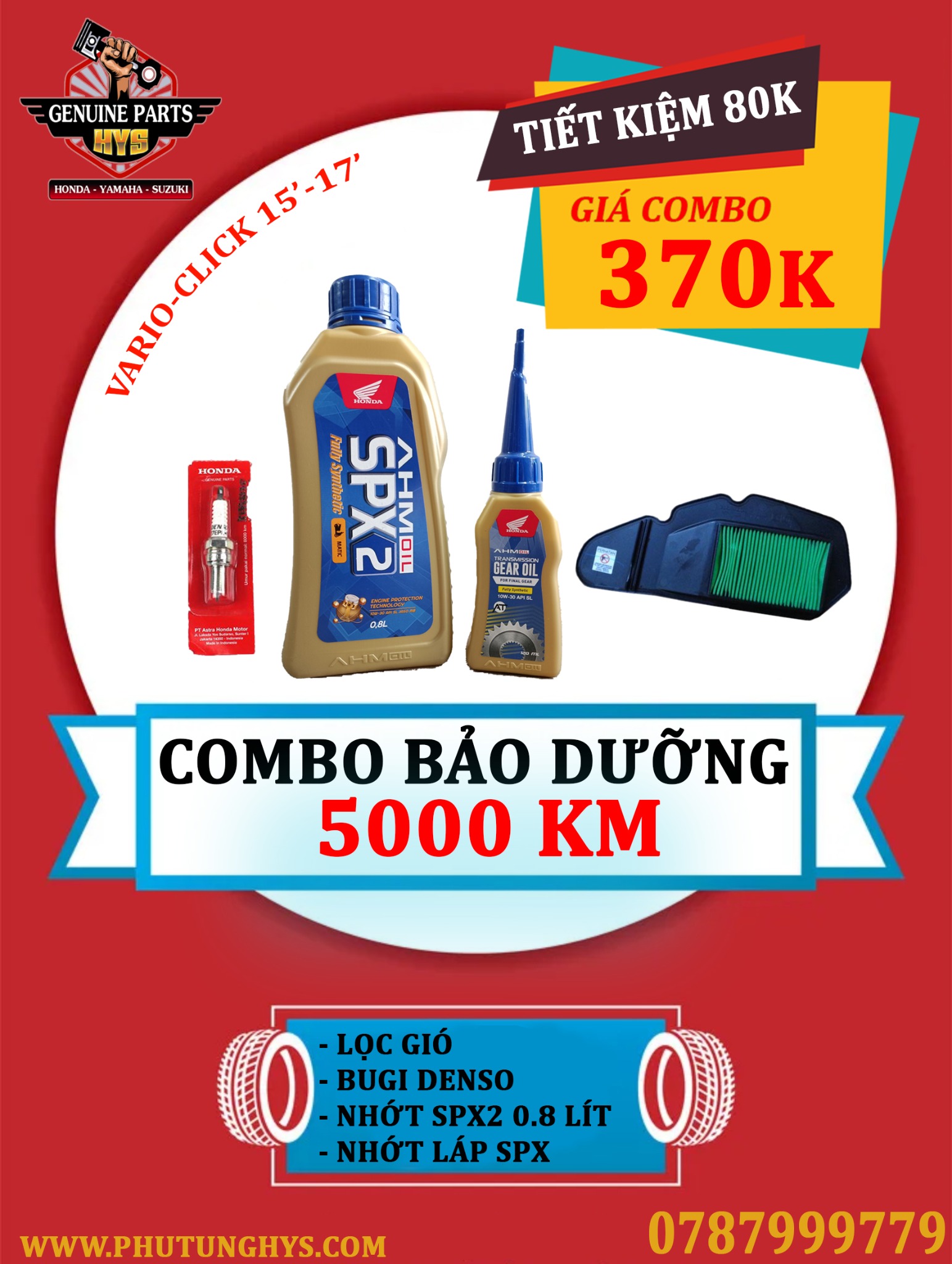 COMBO BẢO TRÌ BẢO DƯỠNG CLICK VARIO 2015 - 2017