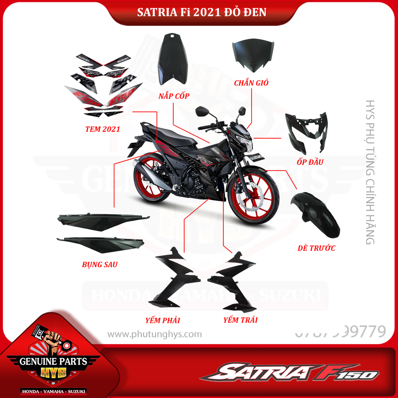 DÀN ÁO SATRIA FI ĐỎ ĐEN 2021