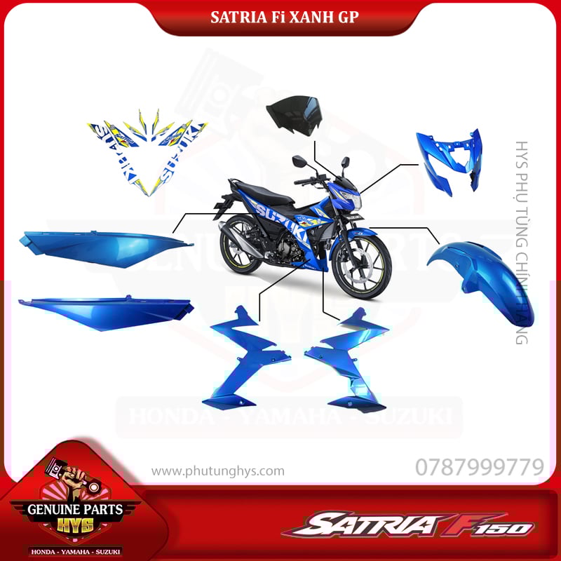 DÀN ÁO SATRIA FI XANH GP