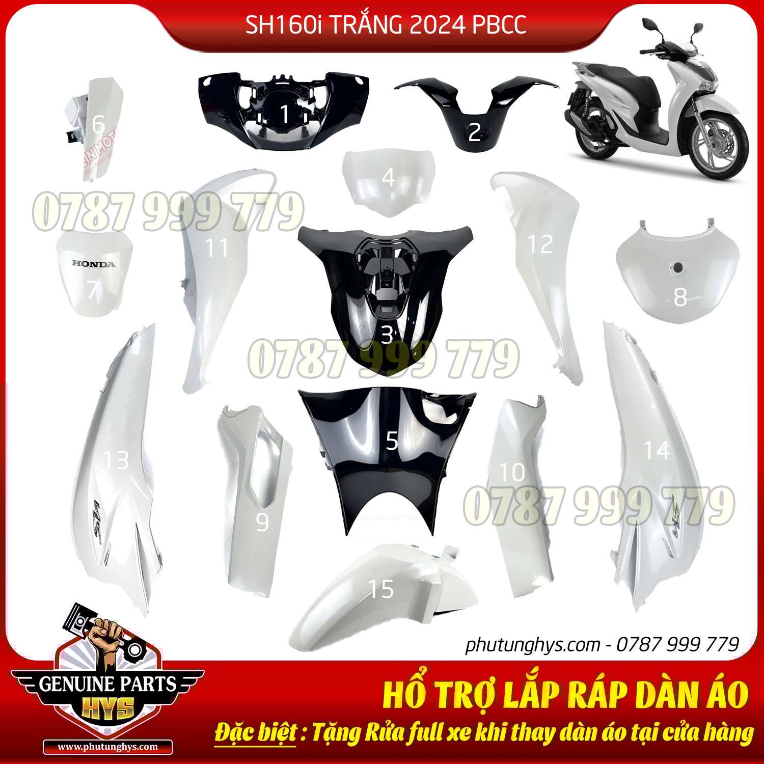 DÀN ÁO SH160i TRẮNG 2024 PHIÊN BẢN CAO CẤP
