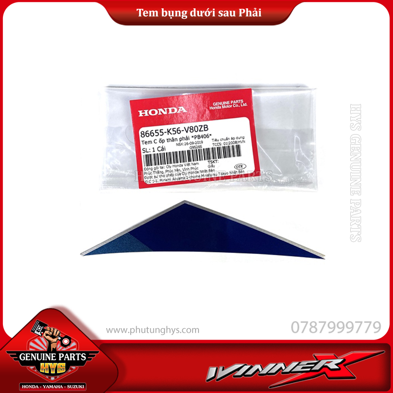 TEM BỤNG SAU DƯỚI SAU WINNER X V2 PHẢI (BẢN XANH BẠC ĐEN 2019 ABS)