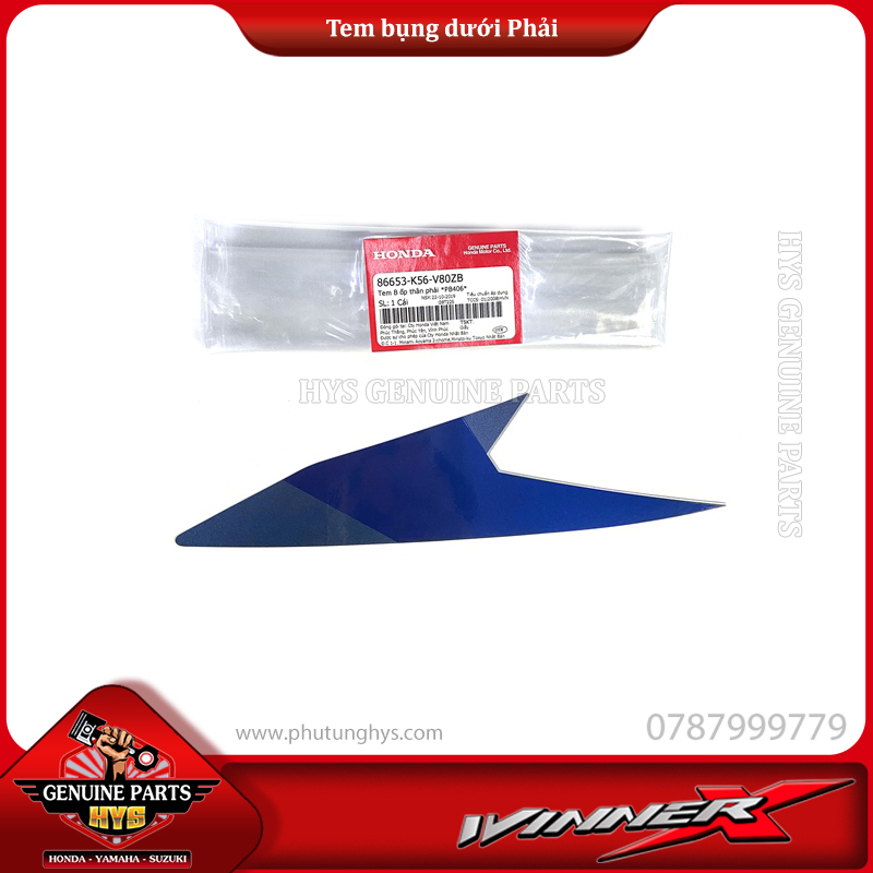 TEM BỤNG SAU DƯỚI TRƯỚC WINNER X V2 PHẢI (BẢN XANH BẠC ĐEN 2019 ABS)