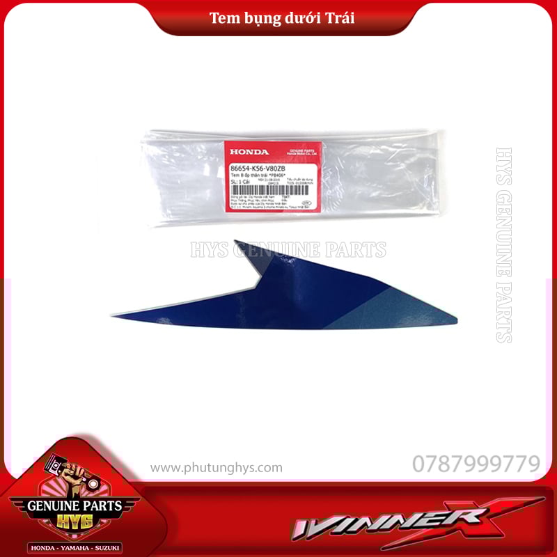 TEM BỤNG SAU DƯỚI TRƯỚC WINNER X V2 TRÁI (BẢN XANH BẠC ĐEN 2019 ABS)