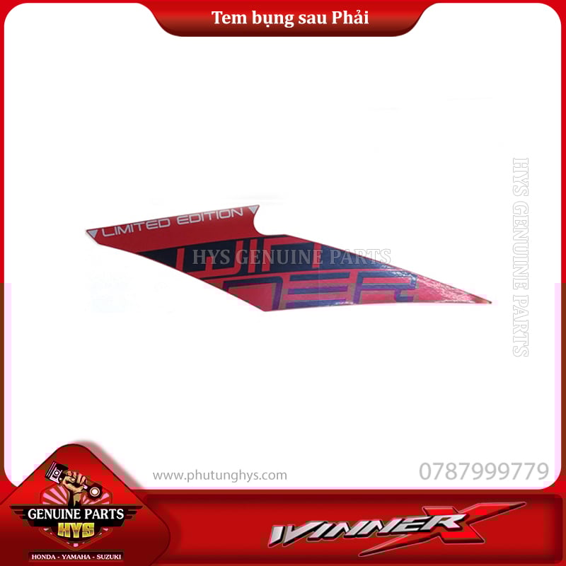 TEM BỤNG SAU WINNER X V2 PHẢI (BẢN ĐEN ĐỎ XÁM 2021)