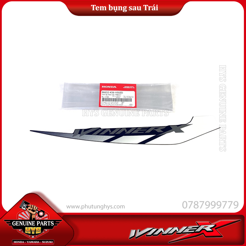 TEM BỤNG SAU WINNER X V2 TRÁI (BẢN XANH BẠC ĐEN 2019)