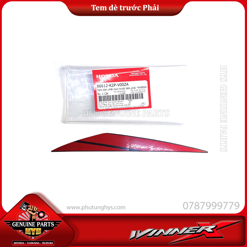 TEM DÈ TRƯỚC WINNER X V2 PHẢI (BẠC ĐEN ĐỎ 2020 ABS)