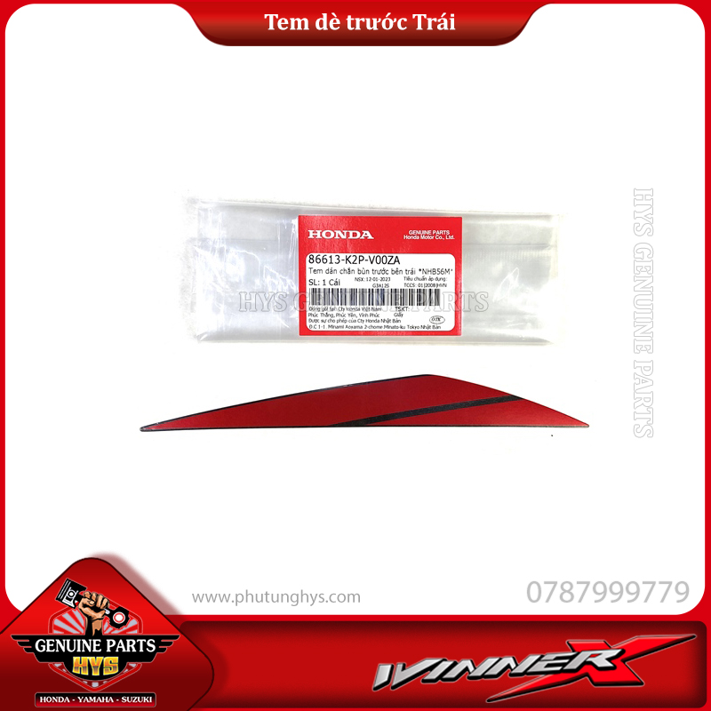 TEM DÈ TRƯỚC WINNER X V2 TRÁI (BẠC ĐEN ĐỎ 2020 ABS)