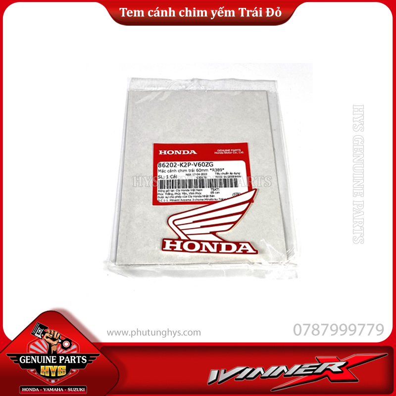 TEM HONDA CÁNH CHIM YẾM TRƯỚC WINNER X V3 TRÁI (BẢN ĐỎ ĐEN 2022)