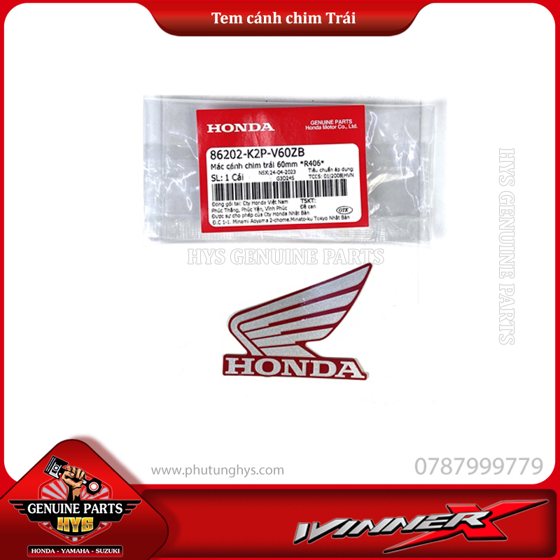 TEM HONDA CÁNH CHIM YẾM TRƯỚC WINNER X V3 TRÁI (BẢN ĐỎ ĐEN XANH 2022 ABS)