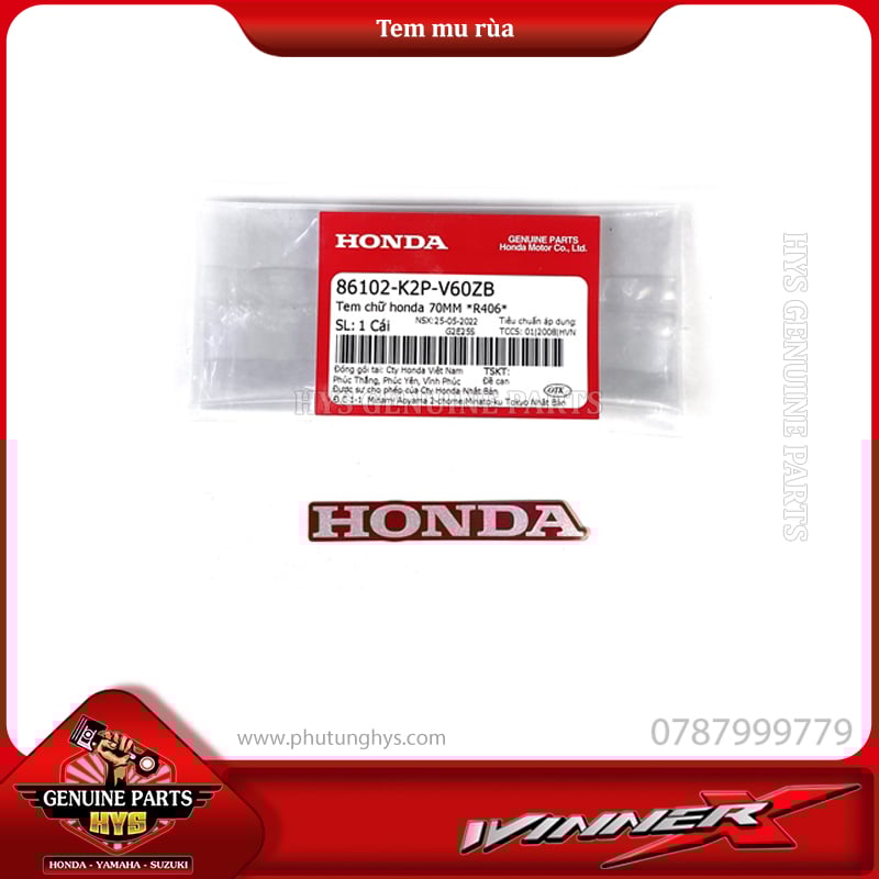TEM HONDA MU RÙA WINNER X V3 70MM (BẢN ĐỎ ĐEN XANH 2022 ABS)