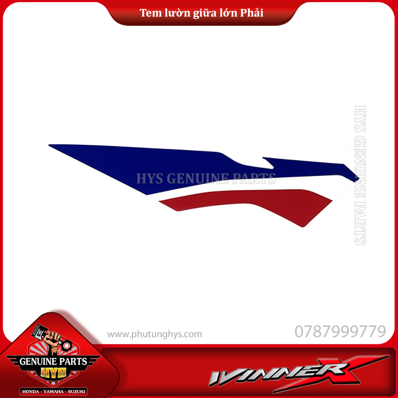 TEM LƯỜN GIỮA MIẾNG LỚN WINNER X V3 PHẢI (BẢN ĐỎ ĐEN 2022 ABS)